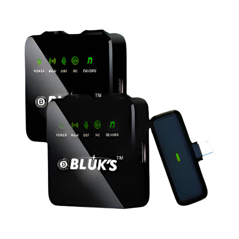 BLUK'S BX-10 Dual Wireless Mic – ANC Noise-Canceling Microphone for iPhone & Type-C